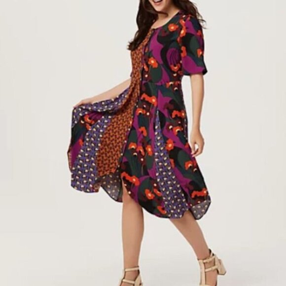 LOGO by Lori Goldstein Midi Patchwork Dress - Picture 2 of 7